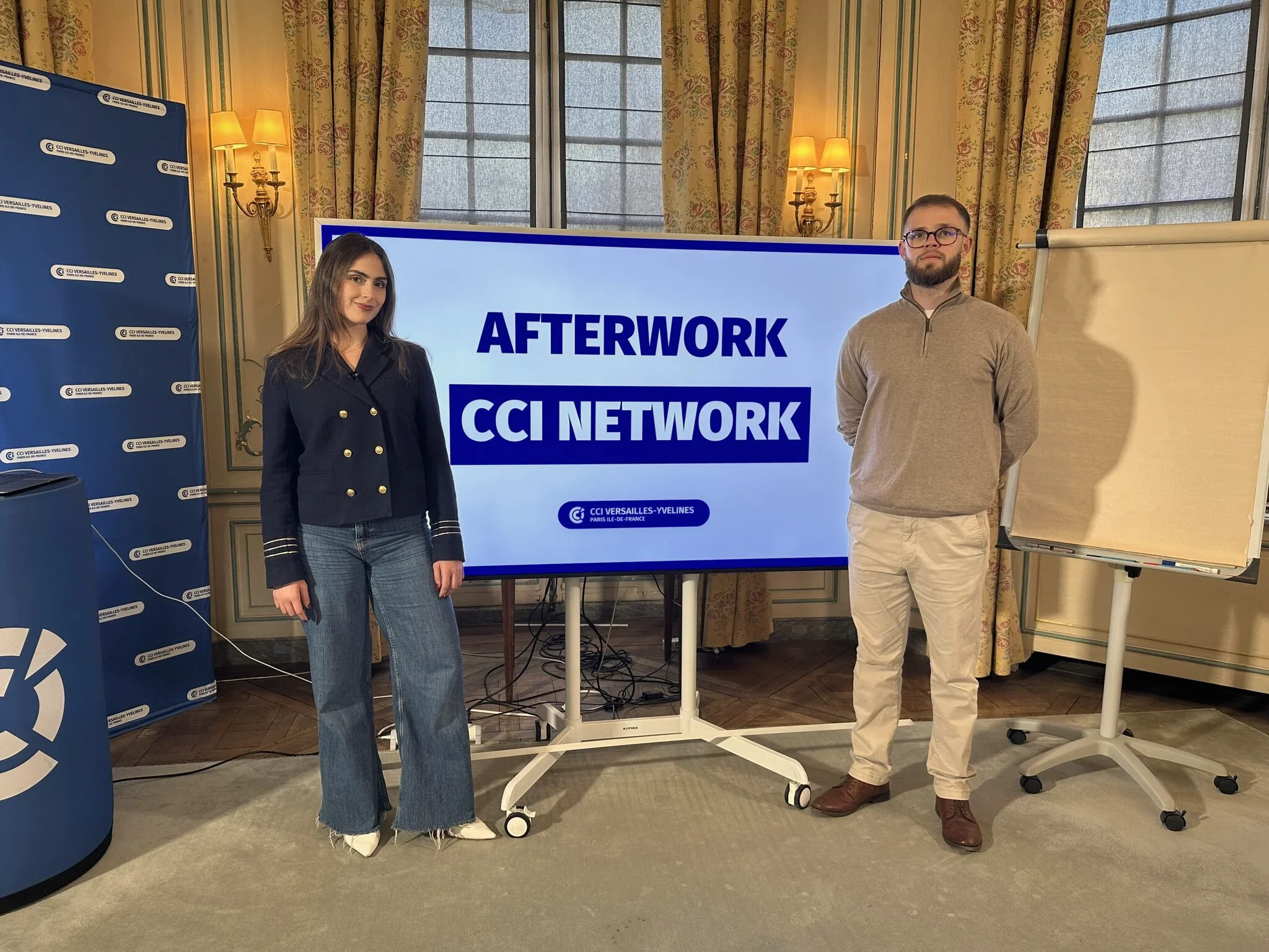 Océane Bondis et Maxime Lopes Duarte, cofondateurs de Maison Leverage, à la CCI de Versailles